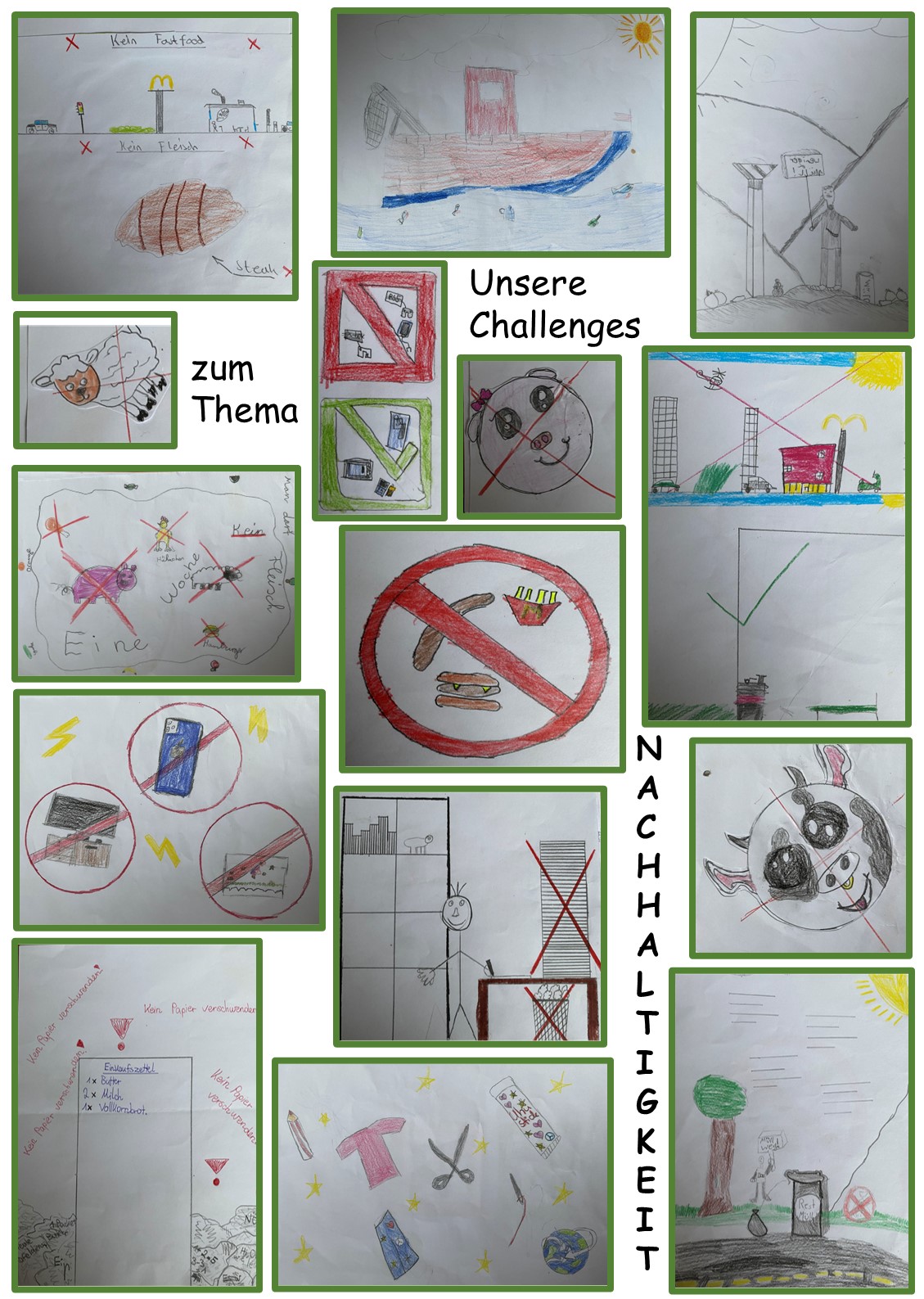 Collage der Bilder, die die Schüler:innen zu ihrer Challenge gemalt haben